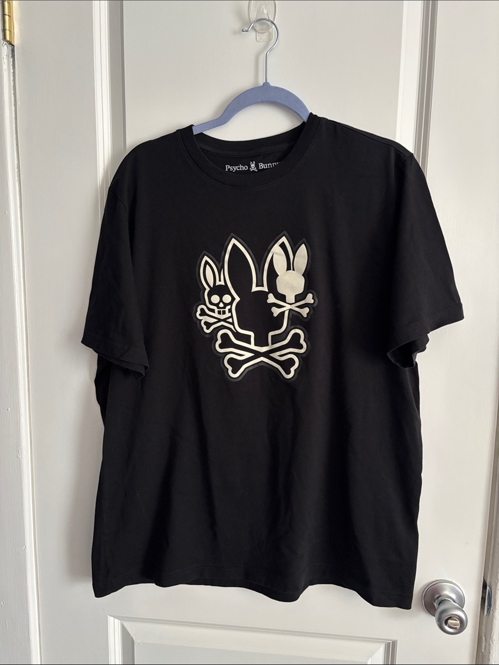 Psycho Bunny Black T-Shirt with White Skull-and-Bunny Logo